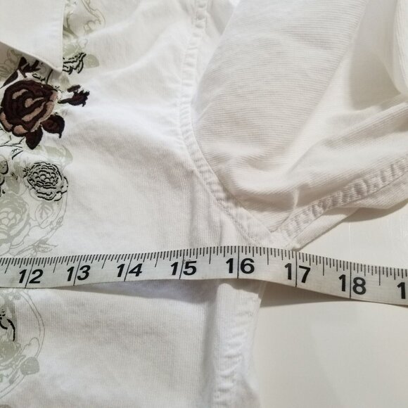 Brooks And Dunn Panhandle Slim Shirt Womens XS Long Sleeve Floral Embroidered Pe - Picture 13 of 15